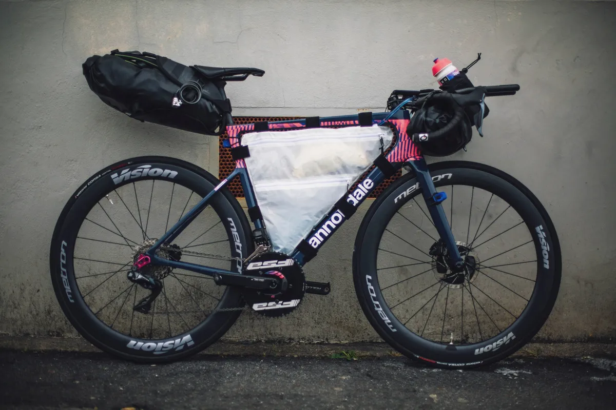 Lachlan Morton's Alt Tour Cannondale SuperSix Evo bike and bikepacking setup