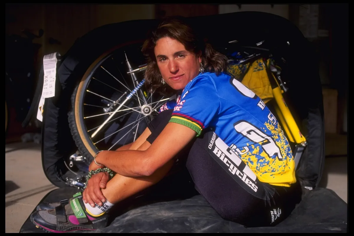 1995: Mountainbiker Juliana Furtado of the USA in Colorado. Mandatory Credit: Nathan Bilow/Allsport