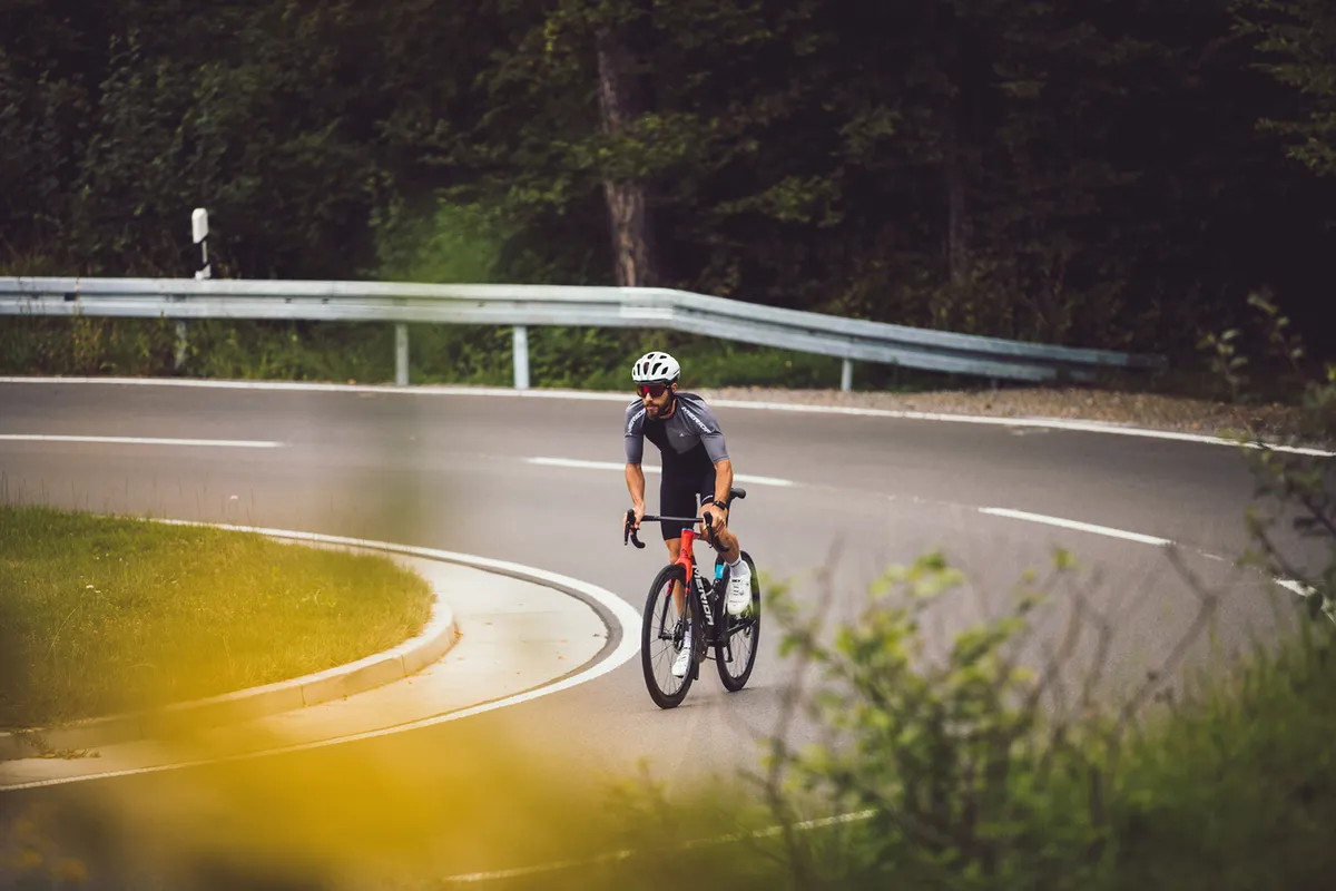 Cyclist riding the Merida Scultura Team road bike