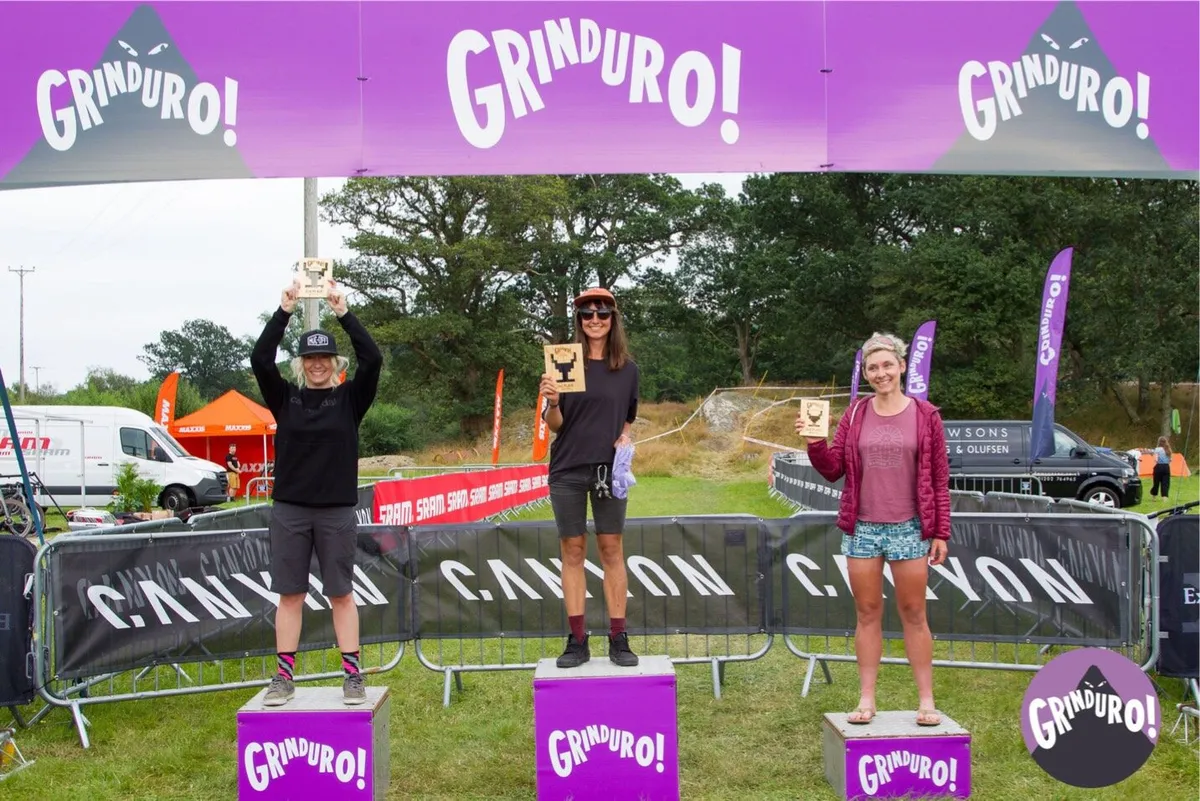 Grinduro gravel race women's podium