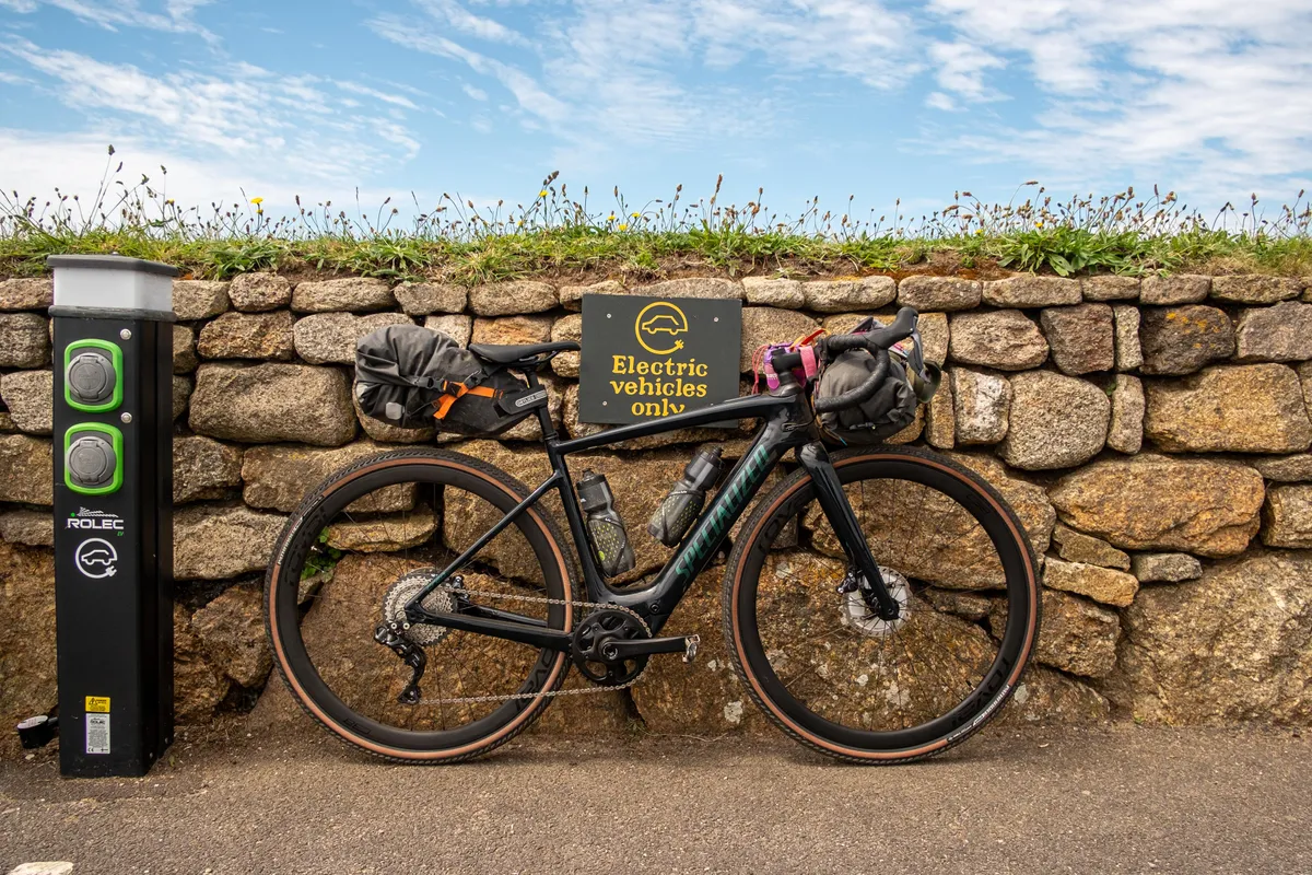 Specialized Turbo Creo e-gravel bike as ridden by Katherine Moore (Unpaved podcast) during a recce ride of Cycling UK's West Kernow Way, June 2021. Linking bridleways, byways, lost ways and quiet lanes, the route is ideal for gravel bikes.