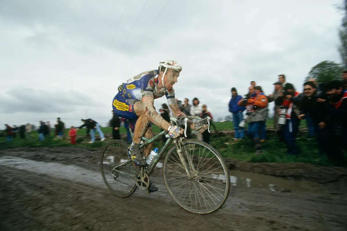 Johan Musseuw from Belgium during the 1994 Paris-Roubaix. (Photo by Jerome Prevost/TempSport/Corbis/VCG via Getty Images)