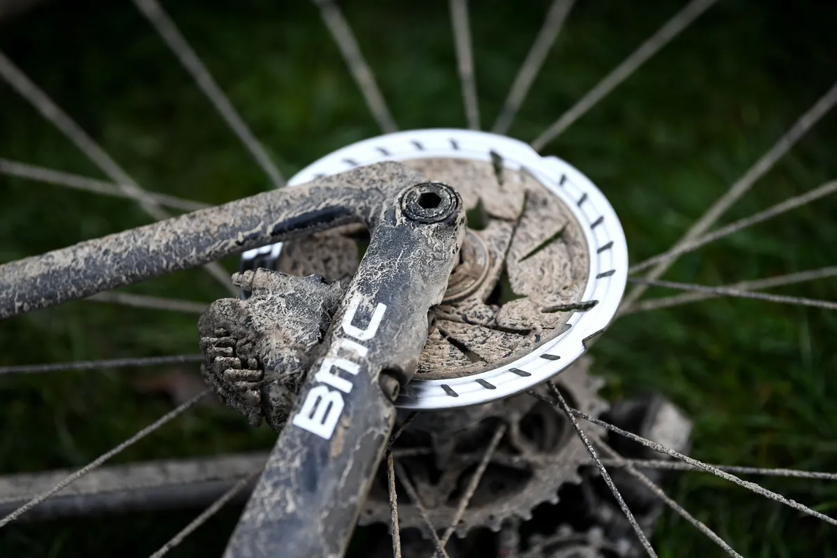 BMC bike with a disc brake rotor at Paris-Roubaix 2021