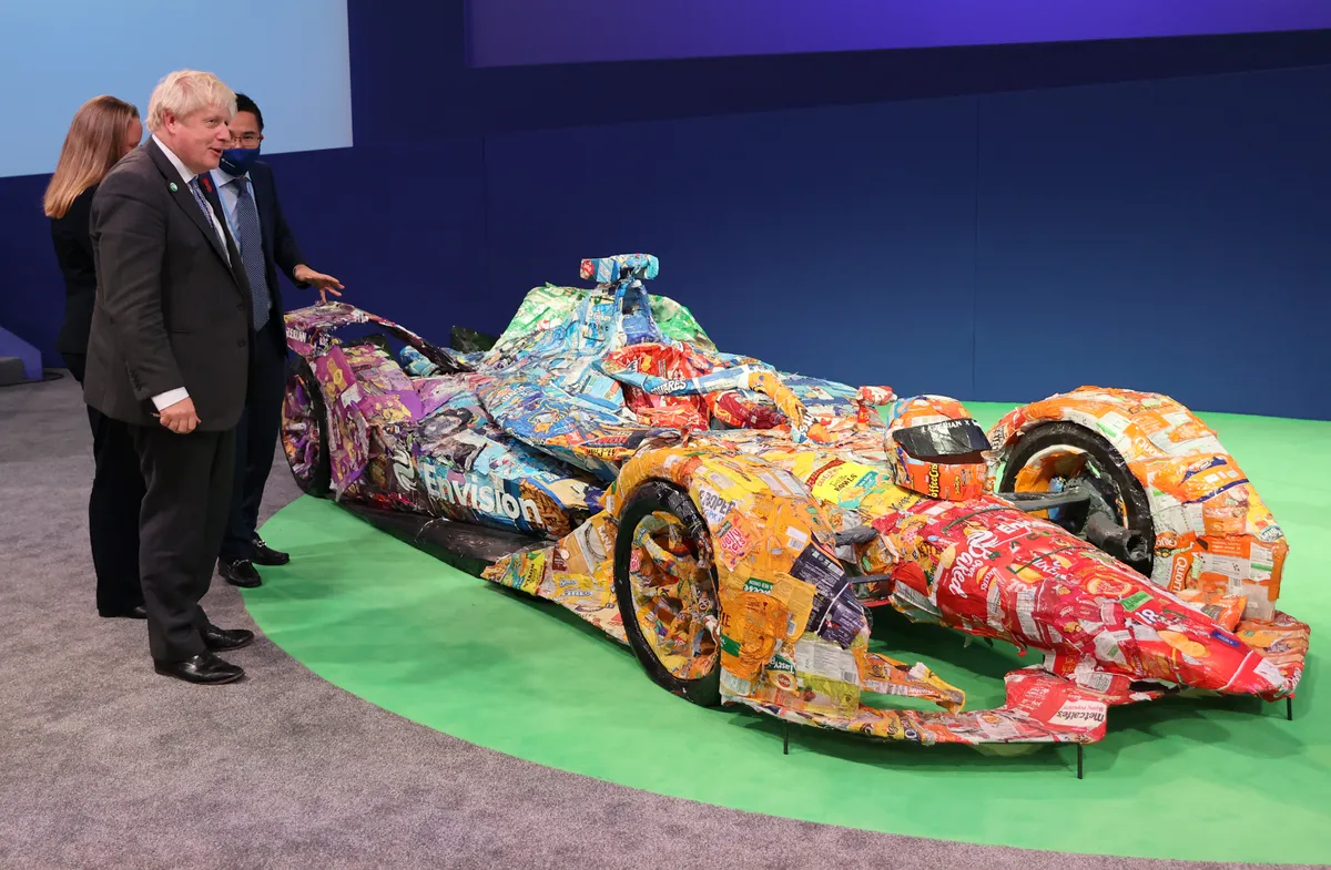 Picture of electric formula 1 car at COP26