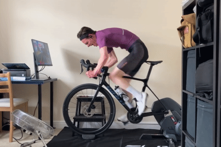 Simon Bromley on a smart trainer.