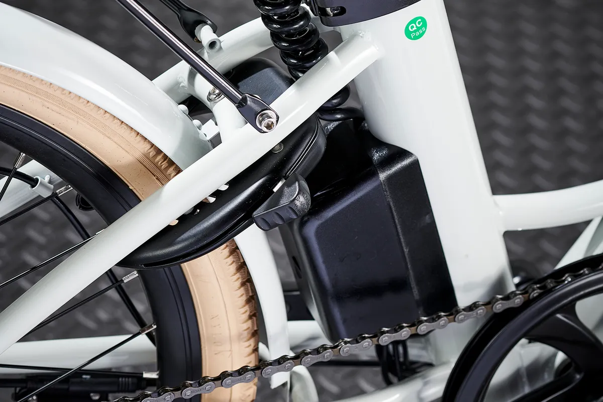 Mycle Classic electric commuter bike has a nurse's lock for the rear wheel