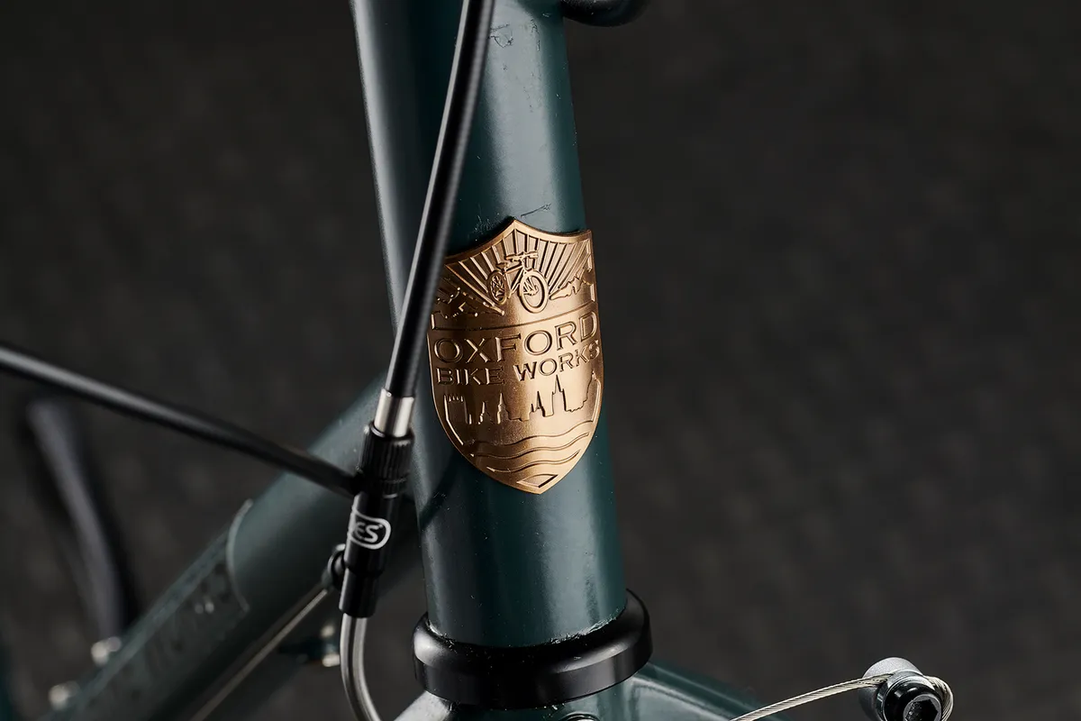 Oxford Bike Works Model 1E road bike head tube with metal badge
