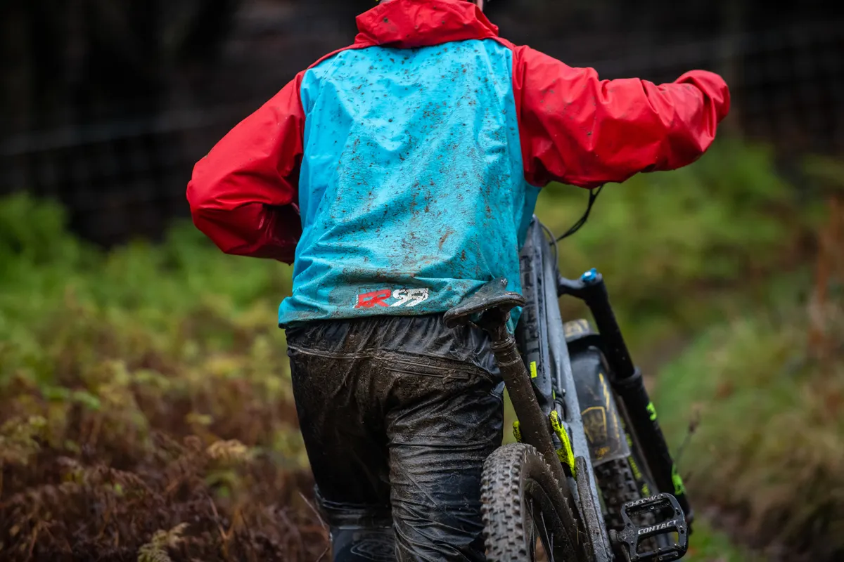 Mountain biking in muddy conditions