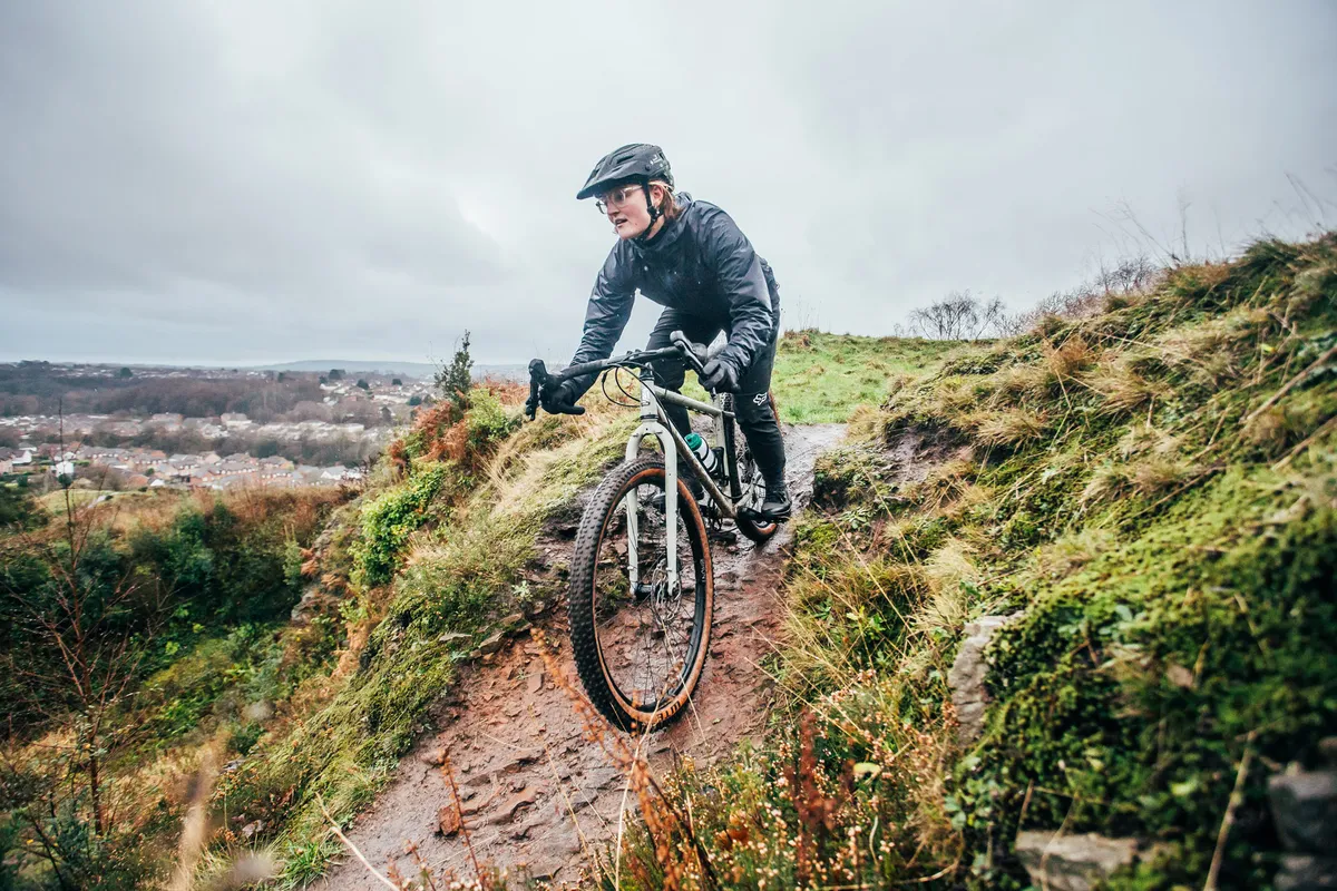 Katherine Moore riding the Cotic Cascade gravel bike