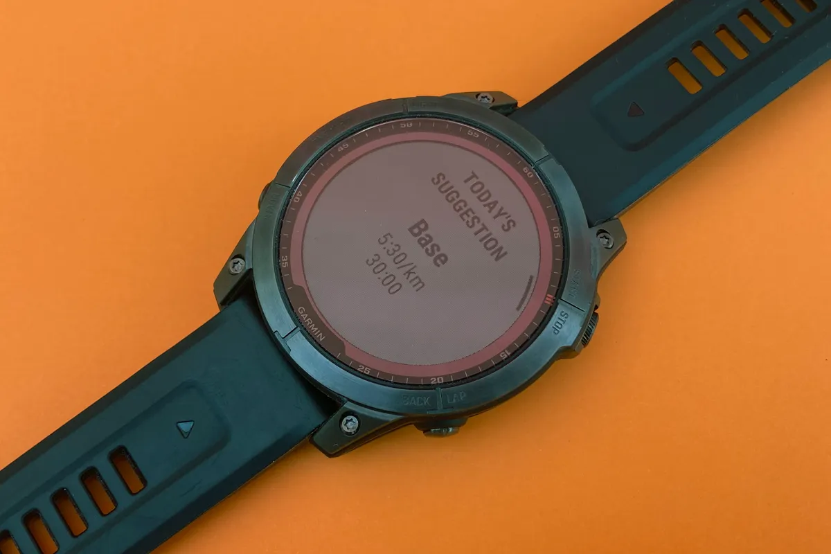 Garmin Fenix 7 display showing suggested workout