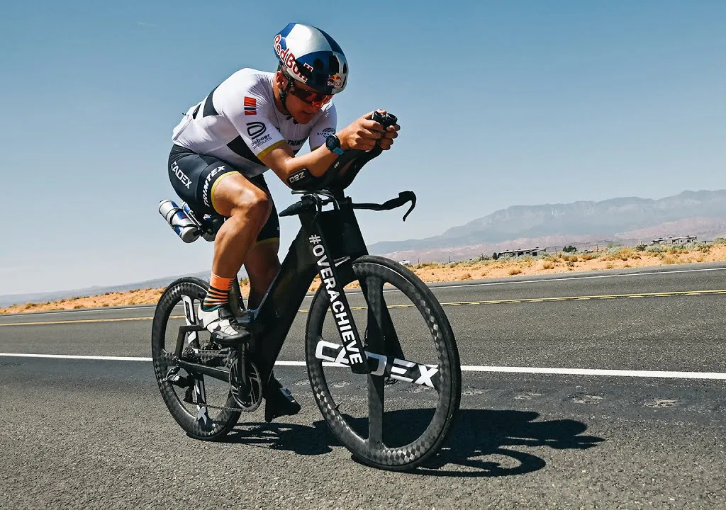 Kristian Blummenfelt riding a Cadex prototype triathlon bike