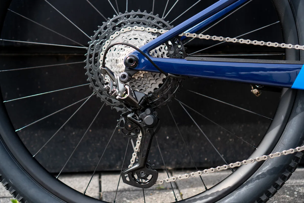 Shimano XTR rear derailleur, chain and cassette on Canyon Lux World Cup