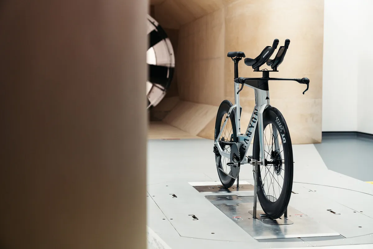 Canyon Speedmax in wind tunnel with CeramicSpeed OSPW Aero