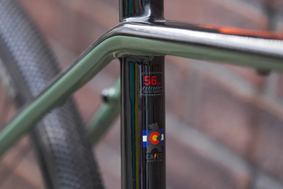 Frame size (58cm) on seat tube of Niner gravel bike