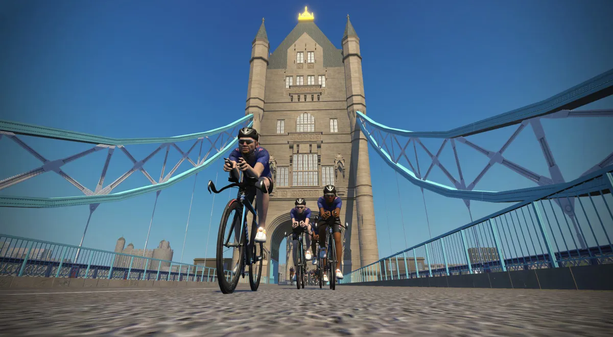 Time trial riders on Zwift