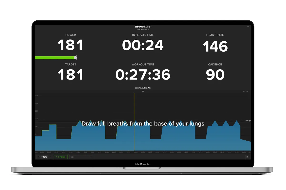TrainerRoad app – workout screen
