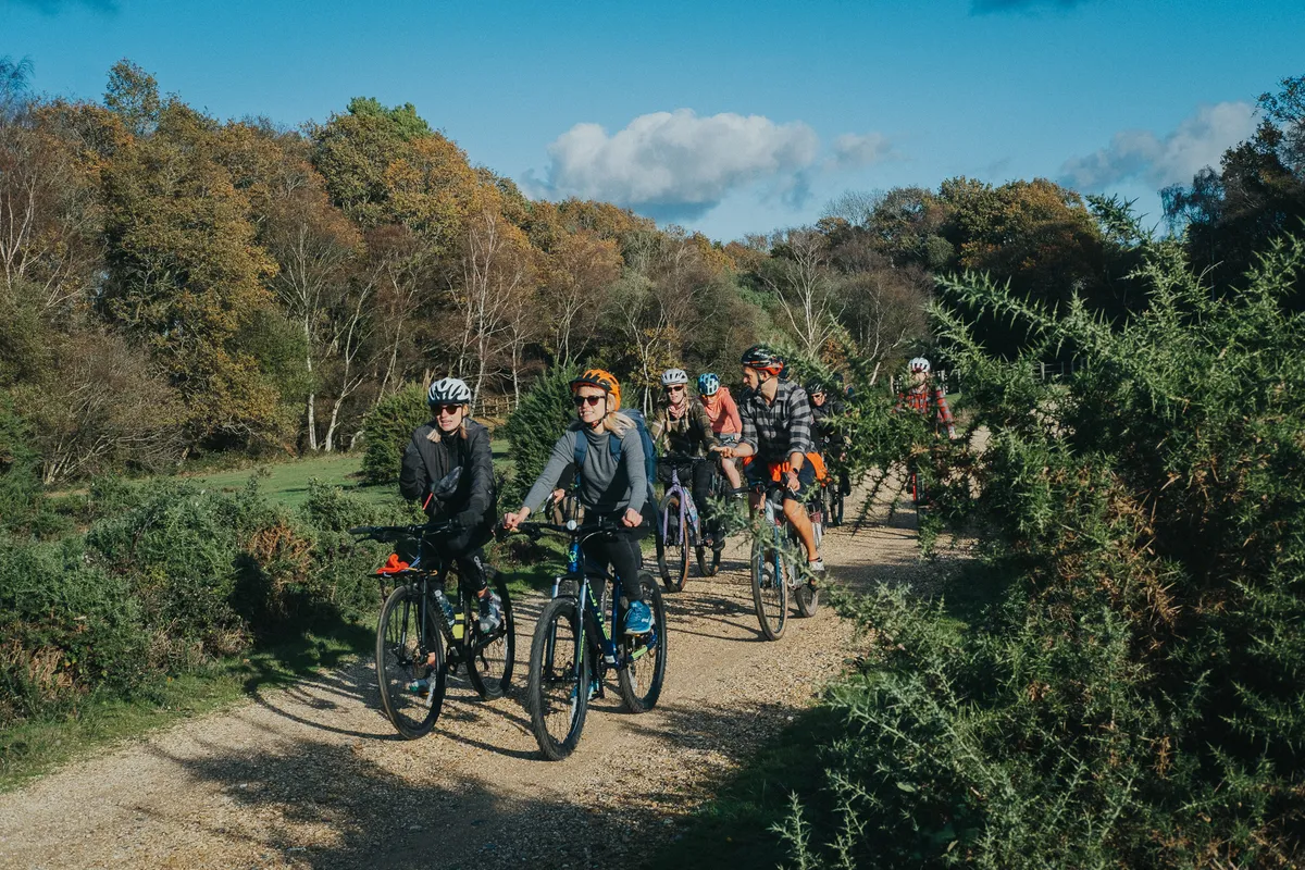 Cyclists on a New Forest Off-Road Club group ride