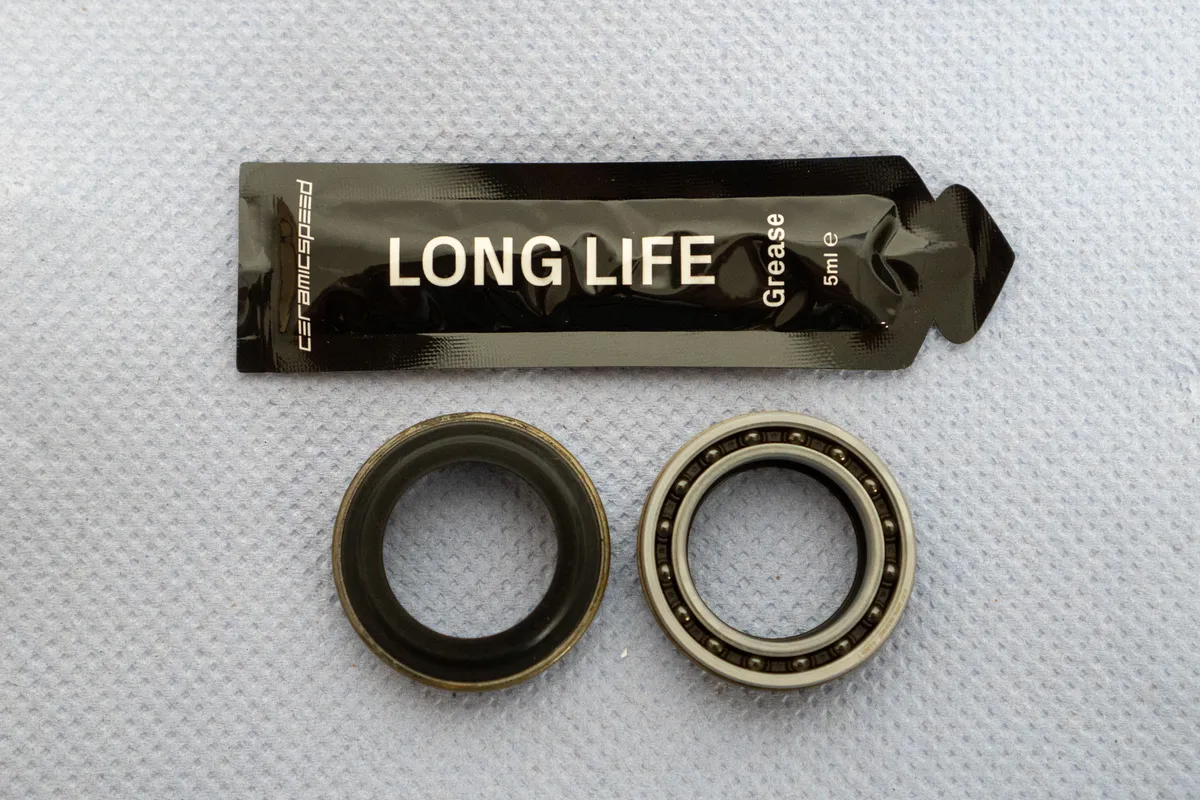 CeramicSpeed ProTech bearing kit with Long Life grease on a workshop rag