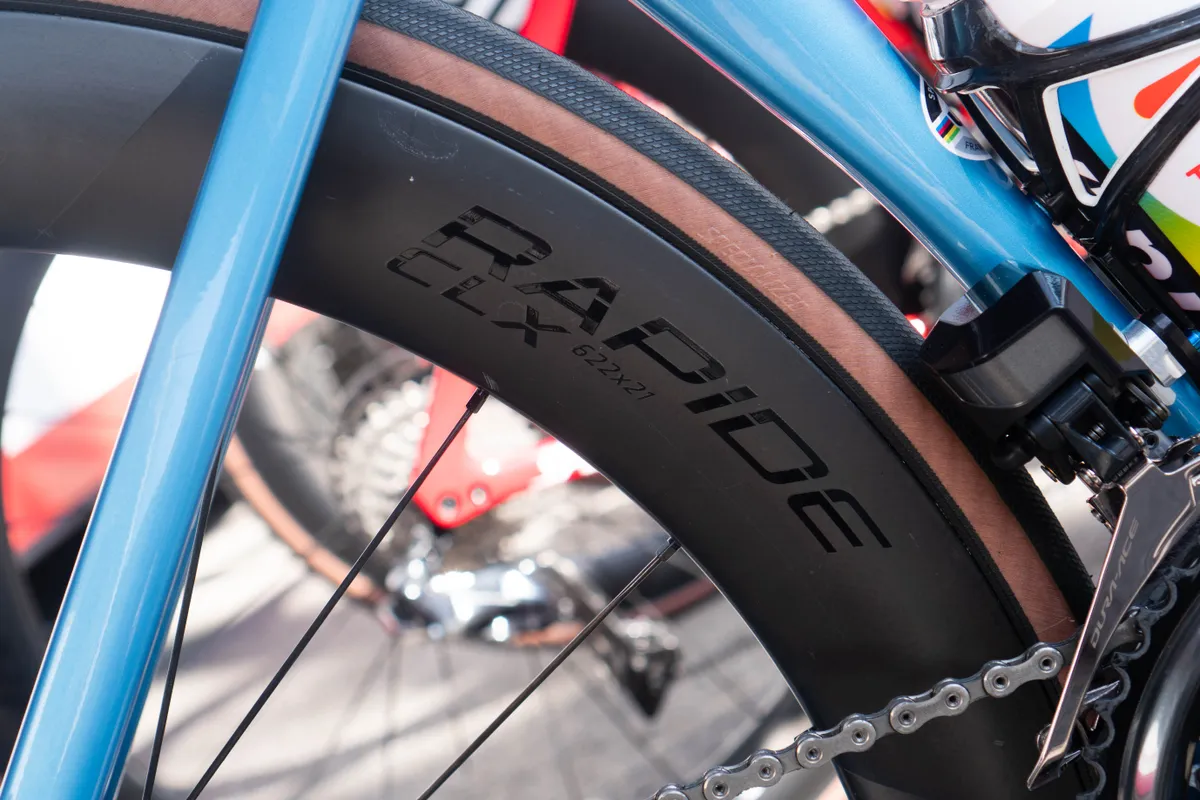 Roval Rapide CLX wheels on Peter Sagan's Specialized Tarmac SL7 at Strade Bianche 2023