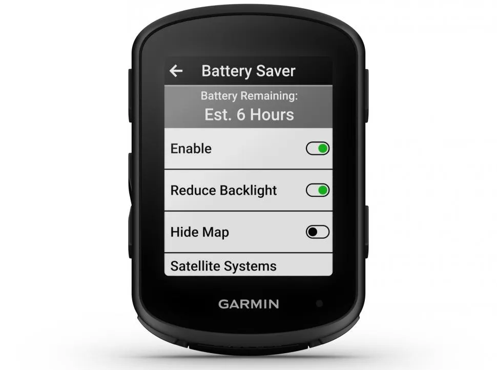 Battery saver feature on Garmin Edge 540 bike computer
