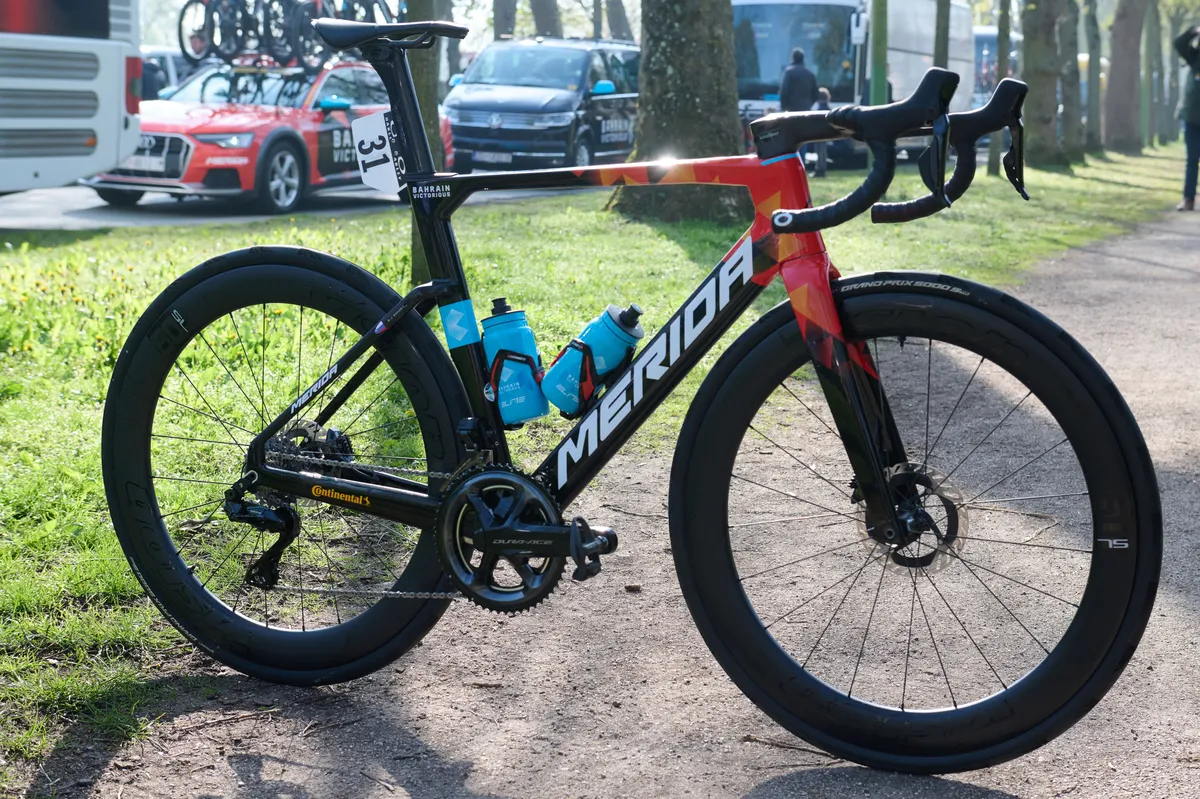Matej Mohoric's Merida Reacto aero bike at Paris-Roubaix 2023