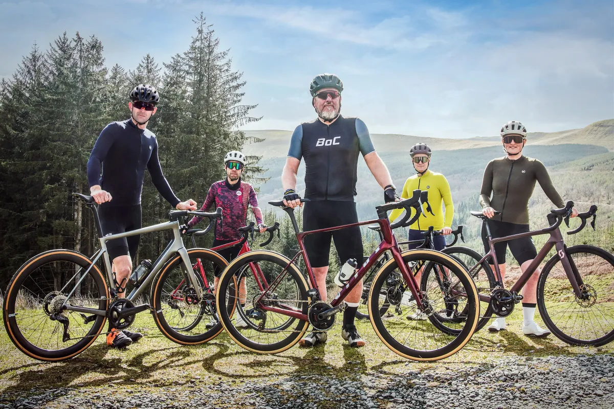 Group shot of Road Bike of the Year testers