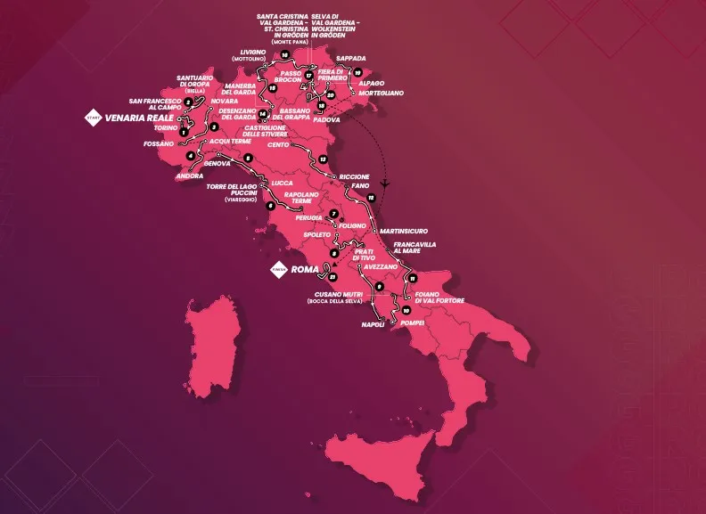 Giro d'Italia 2024 map