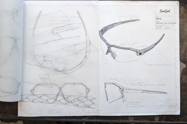 Development drawing of SunGodd GT sunglasses