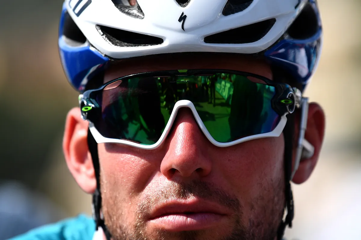 KEMER, TURKEY - APRIL 14: Start / Mark Cavendish of United Kingdom and Team Deceuninck - Quick-Step Turquoise Leader Jersey during the 56th Presidential Cycling Tour Of Turkey 2021, Stage 4 a 184,4km stage from Alanya to Kemer / Oakley Sunglasses / #TUR2021 / @tourofturkeyTUR / on April 14, 2021 in Kemer, Turkey. (Photo by Stuart Franklin/Getty Images)