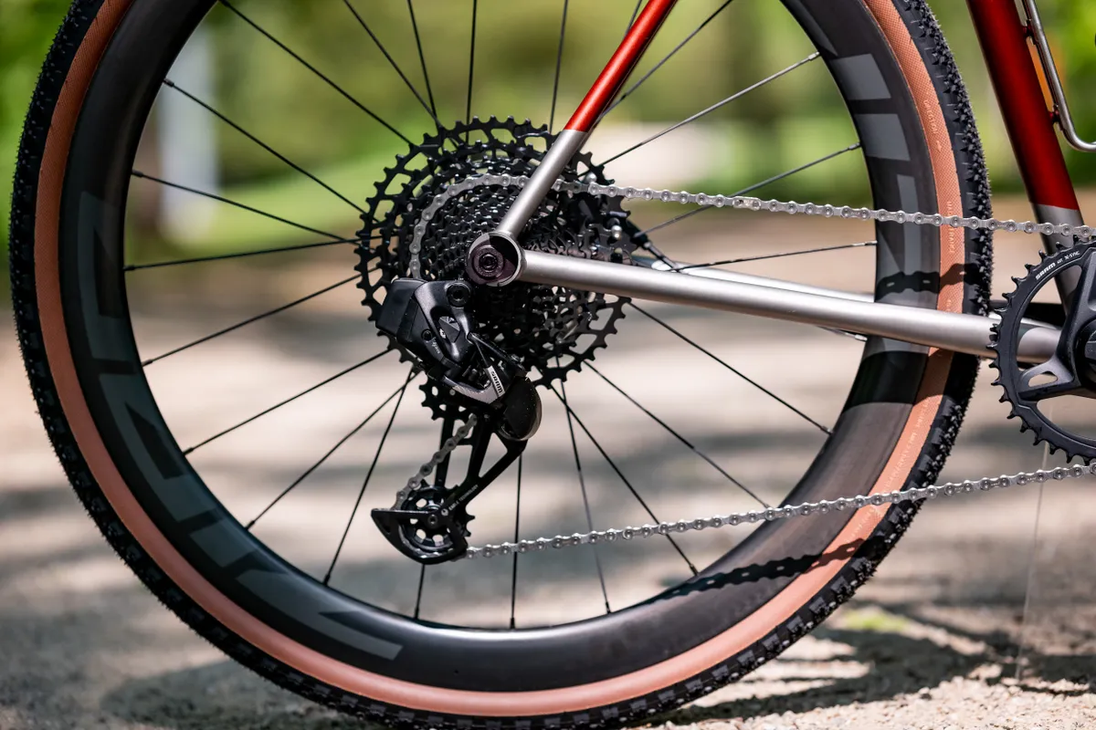 SRAM Apex Eagle AXS 1x groupset with mullet gearing on a Mosaic gravel bike