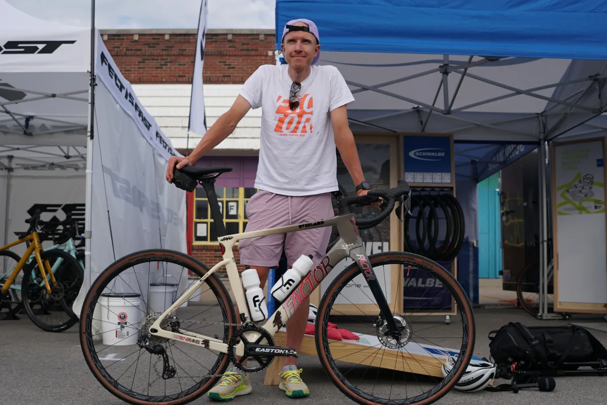 Rob Britton with his custom-painted Factor Ostro Gravel.