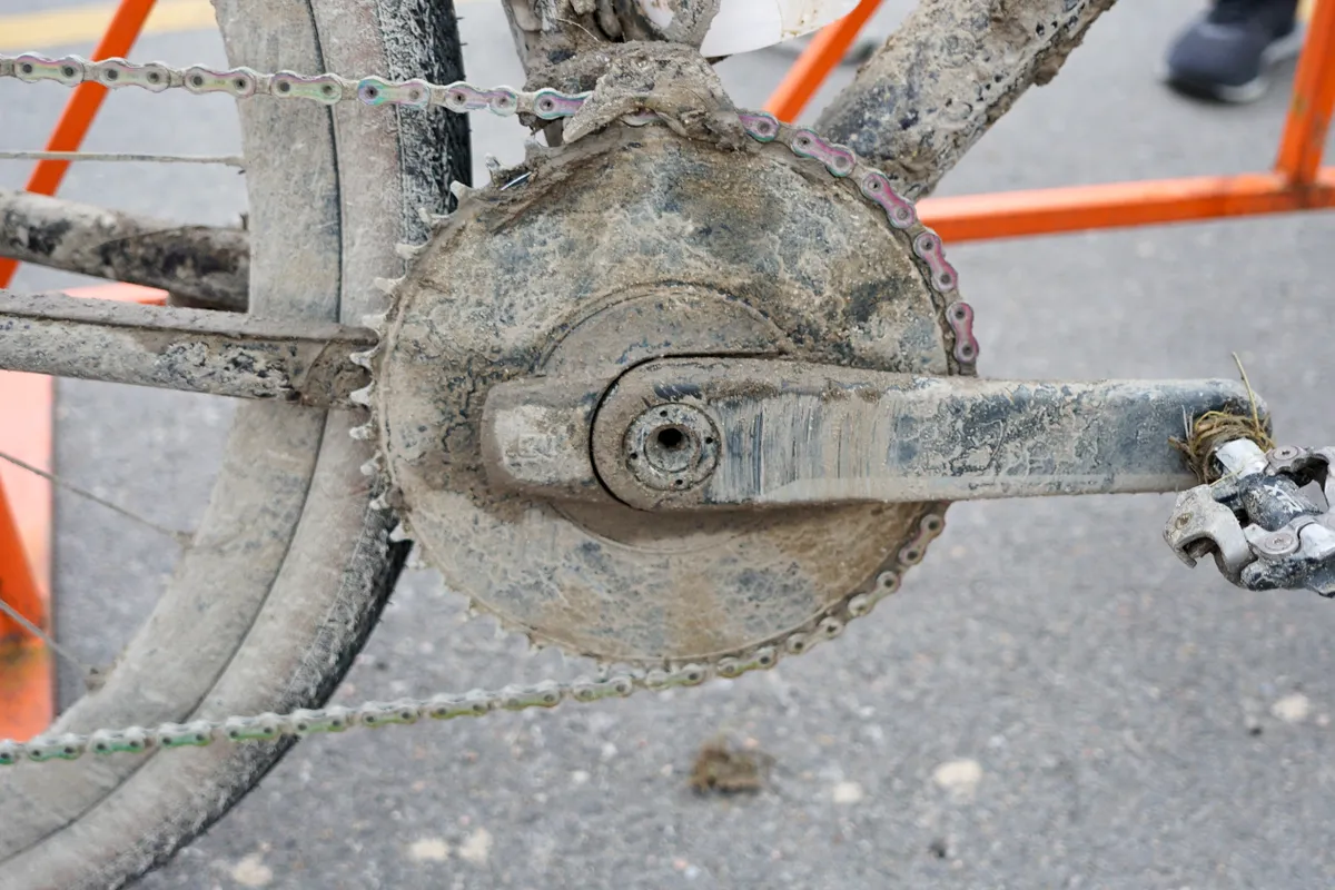 Russell Finsterwald's 1x SRAM ring – with a chain catcher.