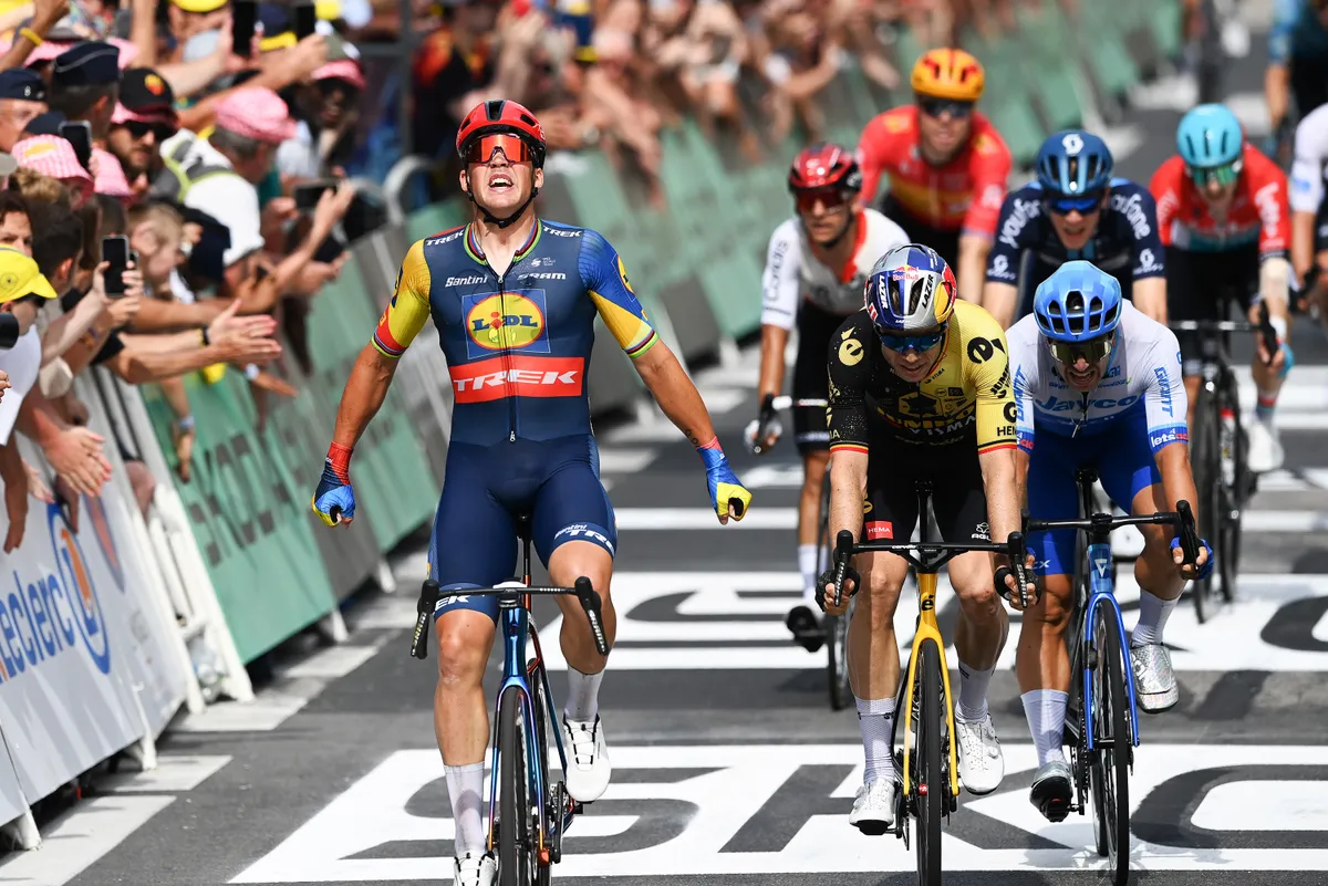 Mads Pedersen wins stage eight of 2023 Tour de France on Trek Madone with 1x drivetrain