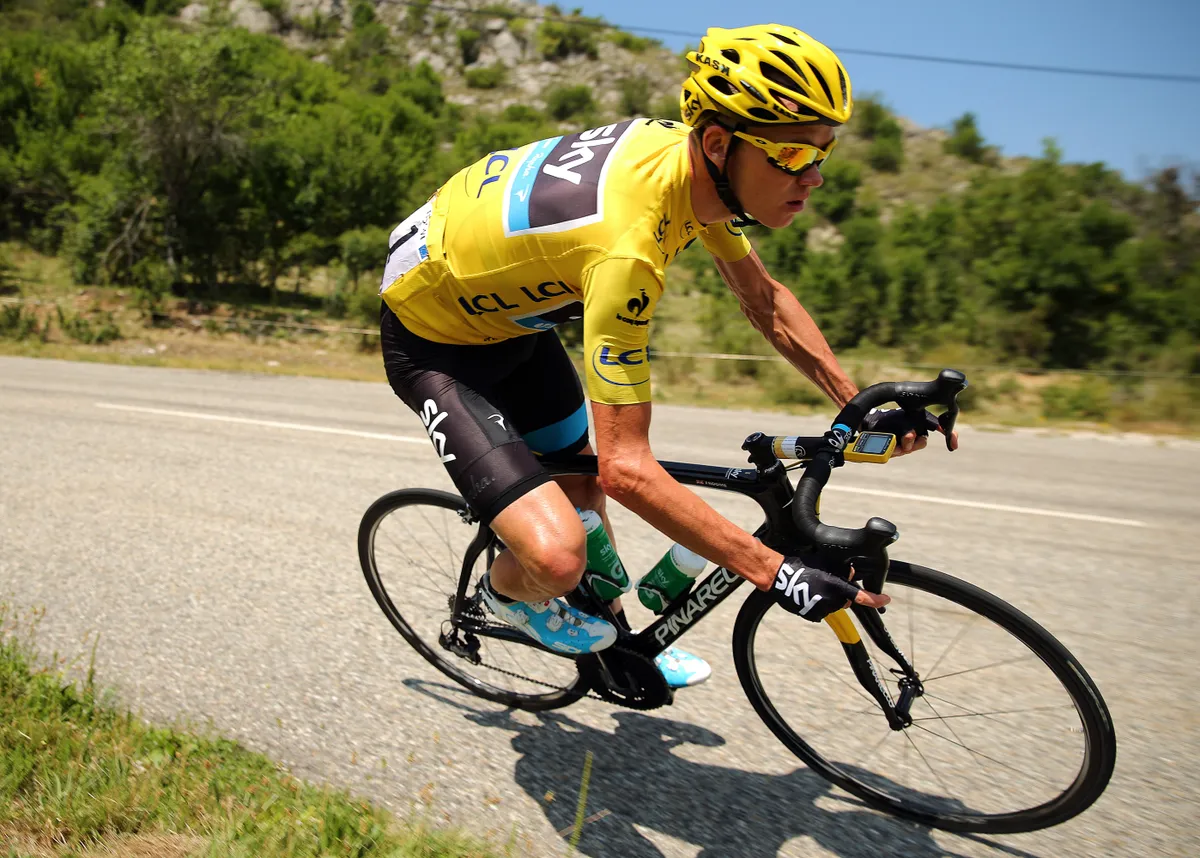 GAP, FRANCE - JULY 16: Chris Froome of Great Britain riding for Sky Procyclingin action during stage sixteen of the 2013 Tour de France, a 168KM road stage from Vaison-la-Romaine to Gap, on July 16, 2013 in Gap, France. (Photo by Bryn Lennon/Getty Images)