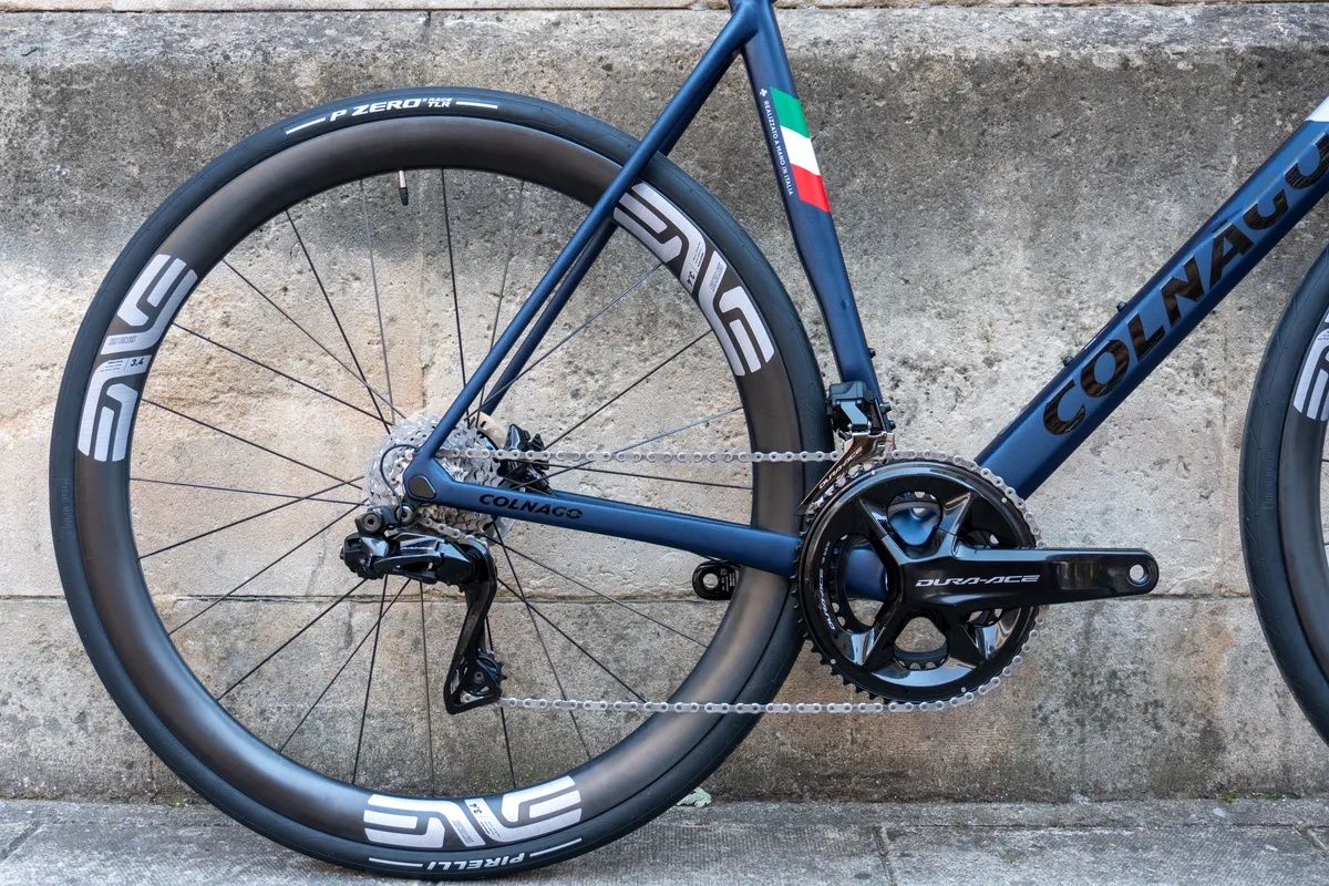 Colnago C68 Allroad against a wall with Shimano Dura-Ace R9200 groupset
