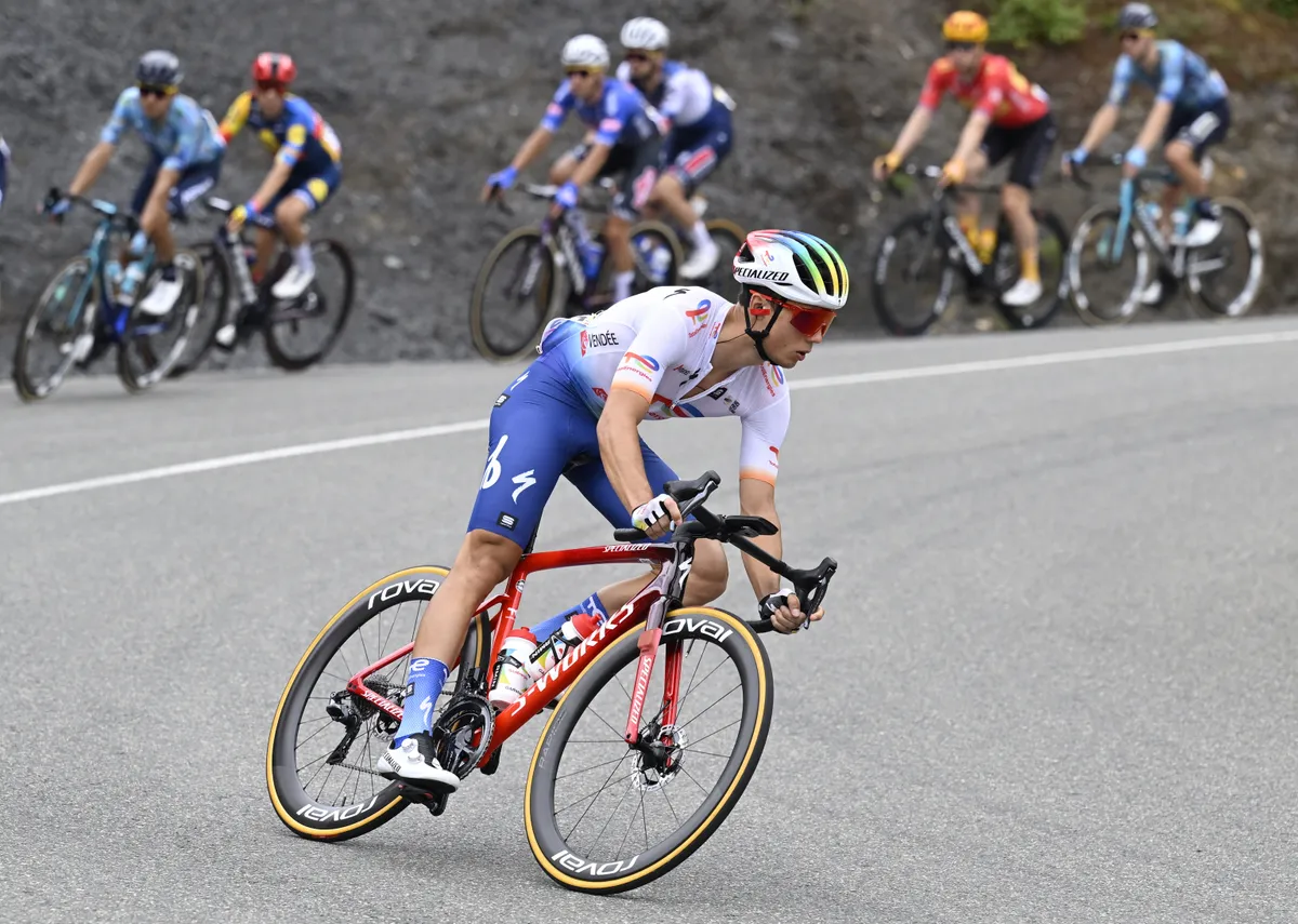 French Valentin Ferron of Total Energies pictured in action during the second stage of the Tour de France