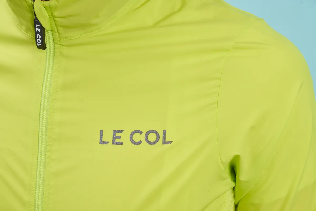 Front panel of lime Le Col Pro Wind Jacket