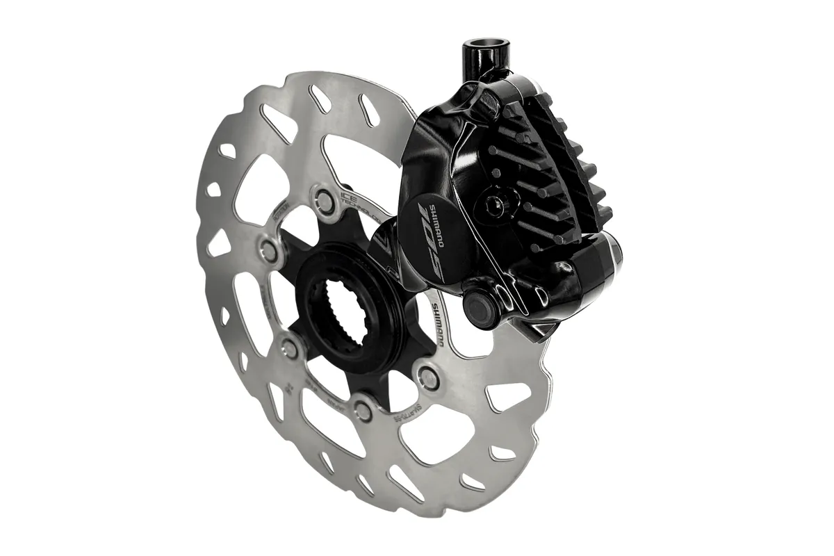 Shimano BR-R7170 hydraulic disc brake calipers and brake rotors