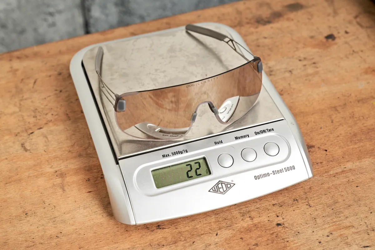 POC Elicit Ti glasses on a set of weighing scales