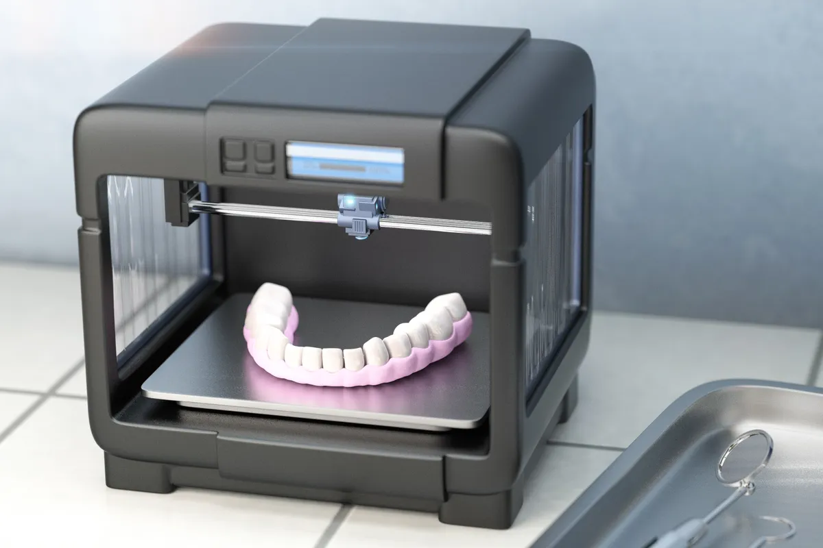 Denture created with a 3D printer