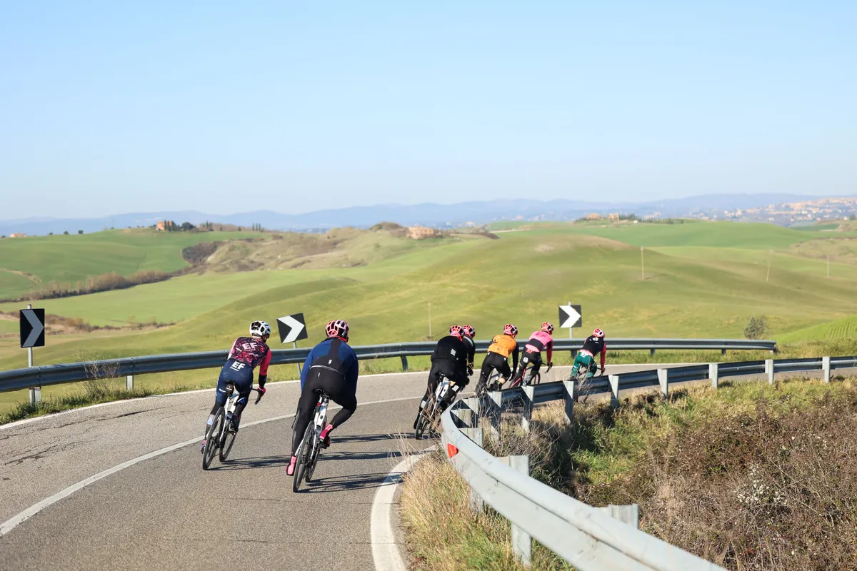 Group riding the 2023 Gran Fondo Strade Bianche