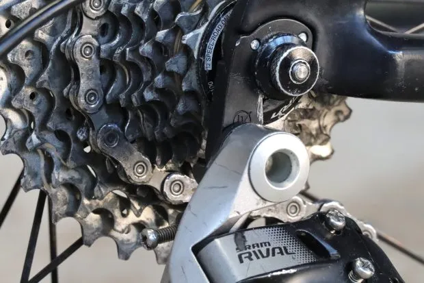 SRAM Rival rear derailleur paired with Shimano cassette