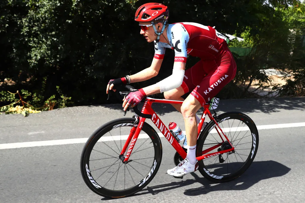ROQUETAS DE MAR, SPAIN - AUGUST 29: Ian Boswell of The United States and Team Katusha Alpecin / during the 73rd Tour of Spain 2018, Stage 5 a 188,7km stage from Granada to Roquetas de Mar / La Vuelta / on August 29, 2018 in Roquetas de Mar, Spain.