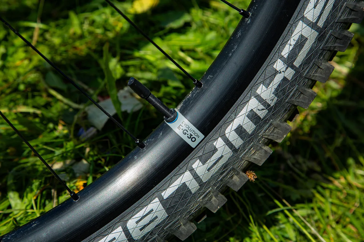 Schwalbe tyres on the Propain Rage 3 CF Mix Highend full suspension mountain bike