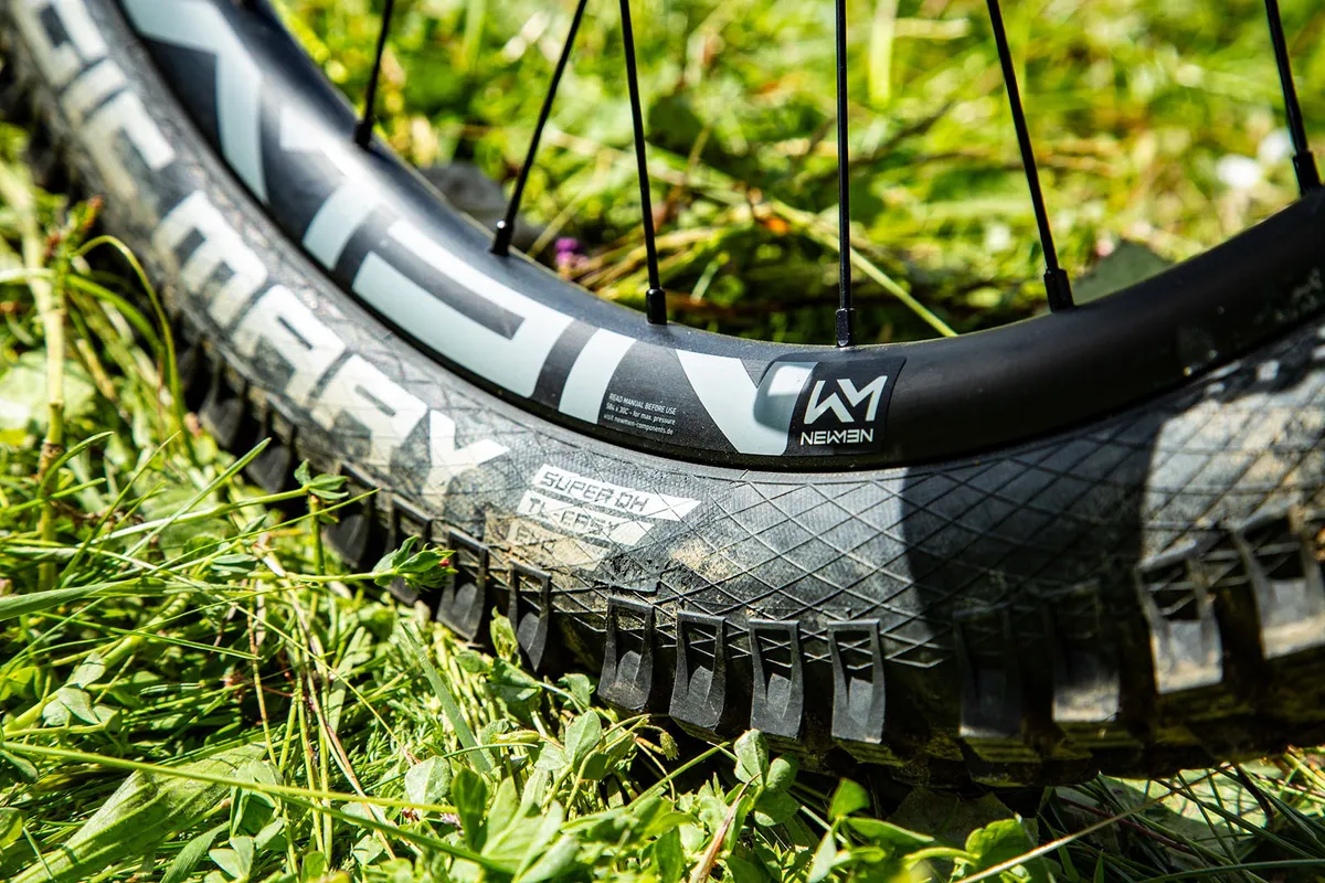 Schwalbe tyres on the Propain Rage 3 CF Mix Highend full suspension mountain bike