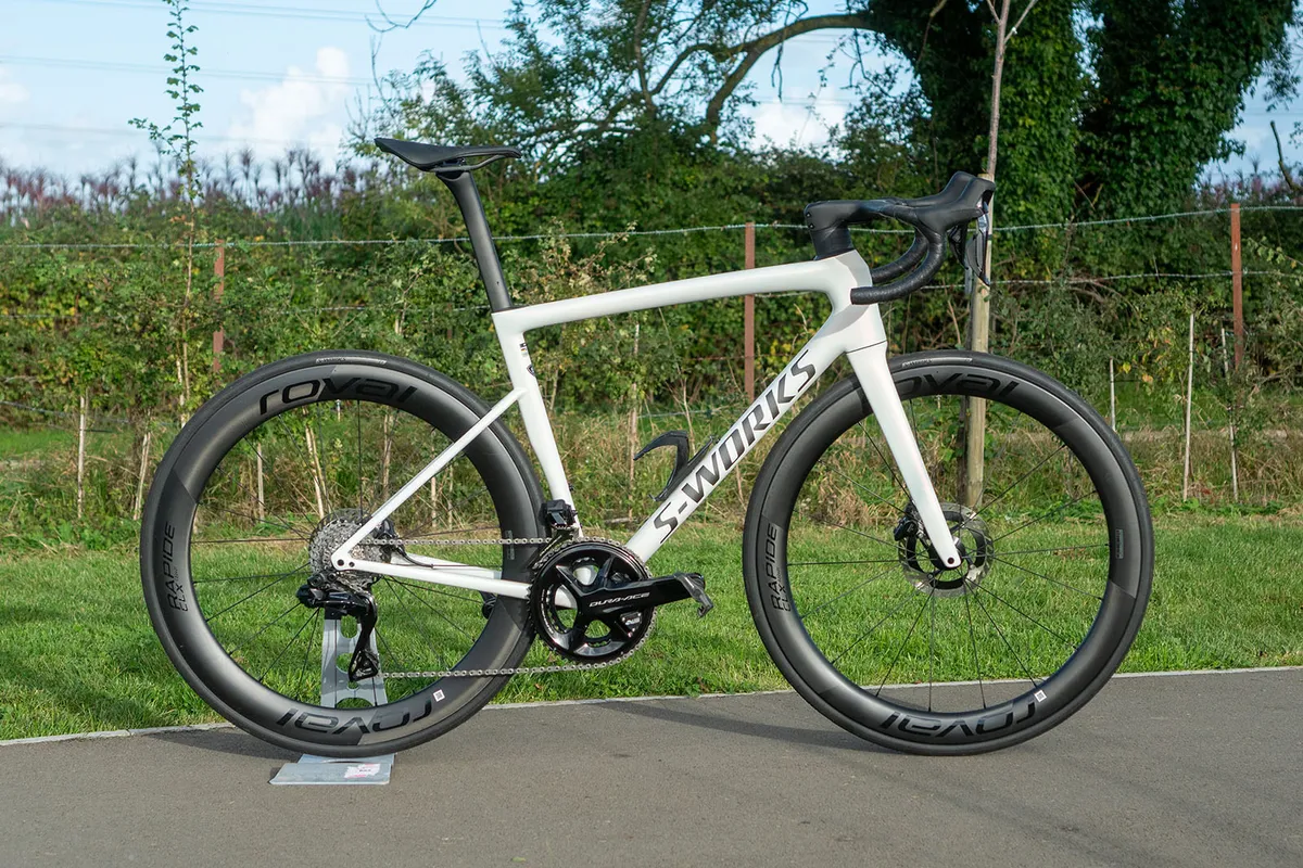Pack shot of the Specialized S-Works Tarmac SL8 Dura-Ace Di2 road bike