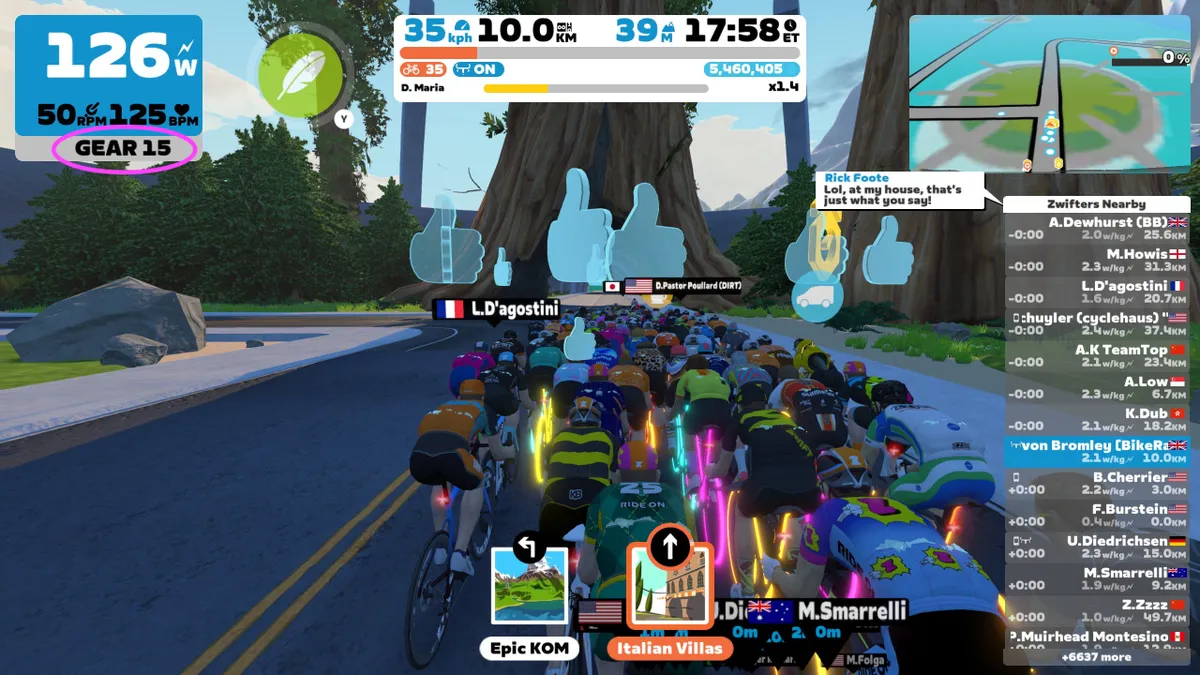 Zwift Play_Gear selection