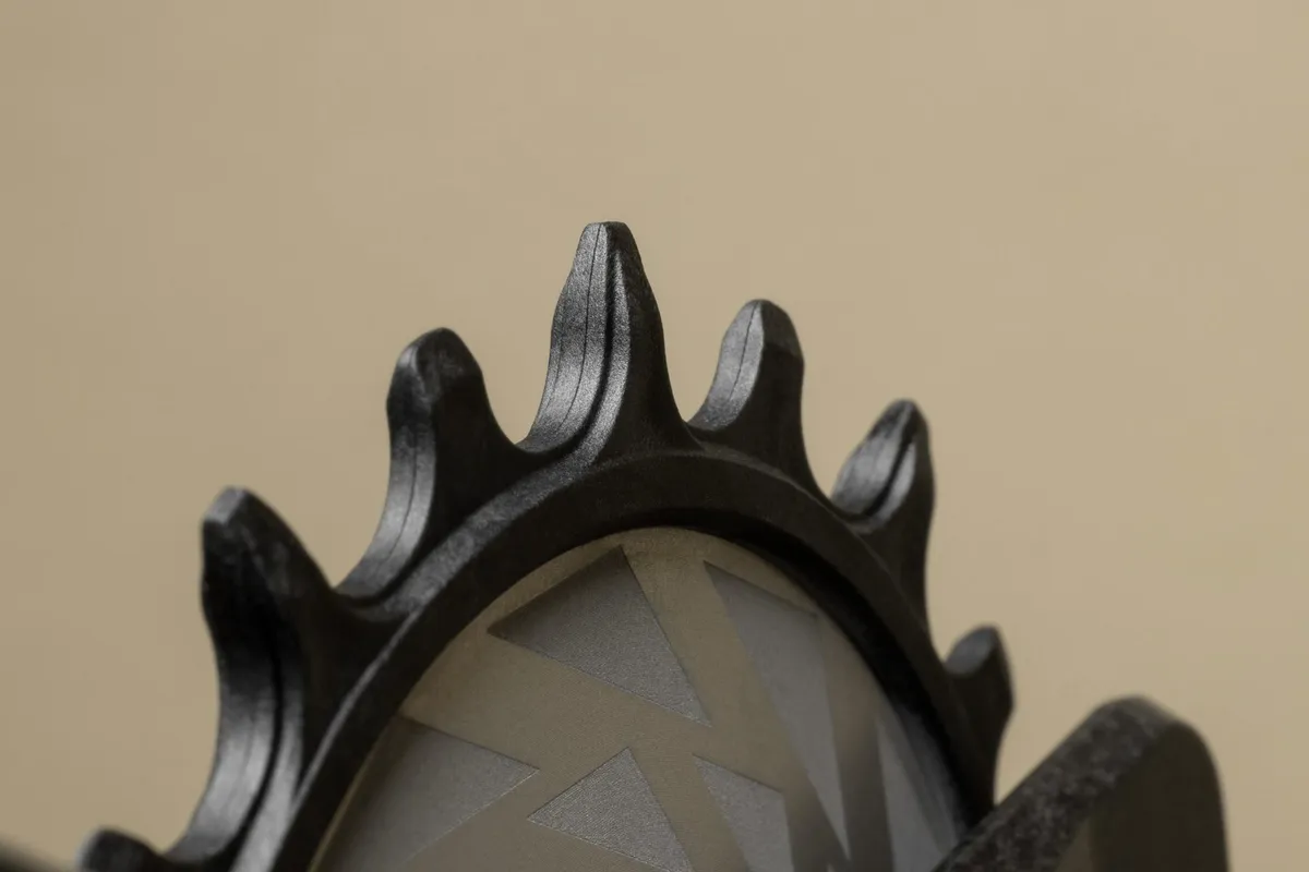 Close-up of teeth on jockey wheel of CeramicSpeed X for Eagle Transmission.