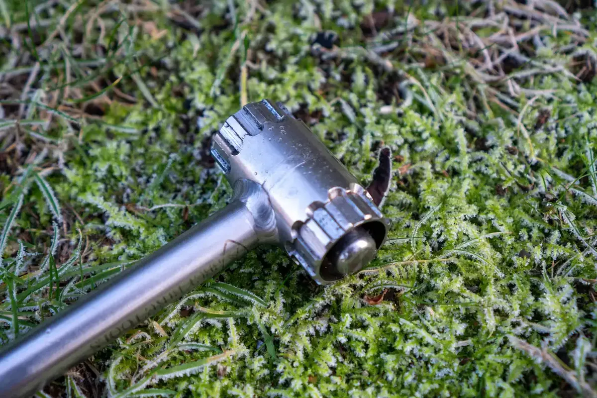 Abbey Crombie cassette lockring tool resting on the ground