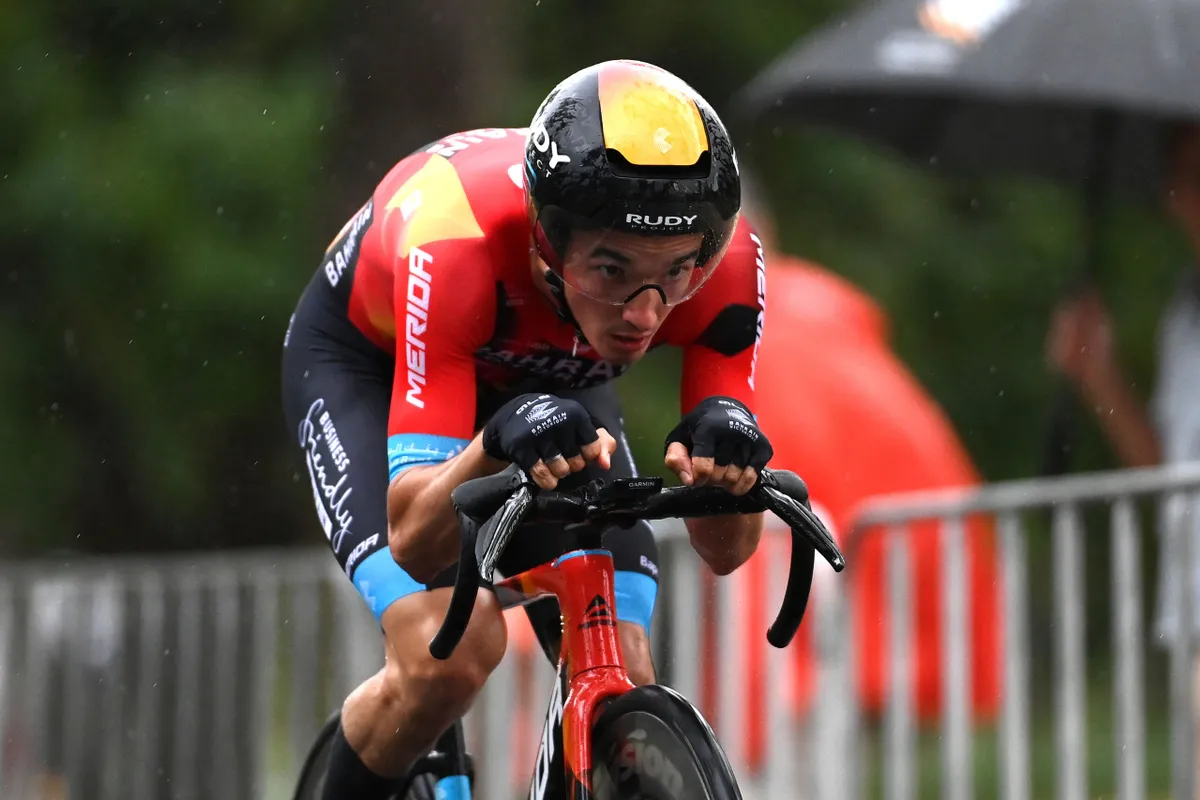 Pello Bilbao racing in the 2023 Tour Down Under Prologue